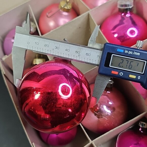 Pink Christmas Baubles 16pcs Various Sizes Vintage Germany Poland Ornaments - Picture 9 of 15